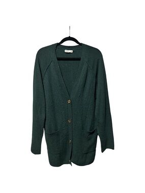 Sonoma Cozy Deep Green Button-Front Women’s Cardigan Sweater Large